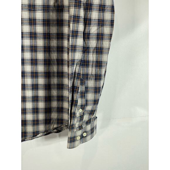 GOODFELLOW & CO Men's Cream/Blue Plaid Slim-Fit Button-Up Long Sleeve Shirt SZXL - Picture 7 of 11